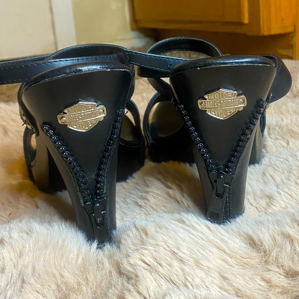 Vintage Harley Davidson strapped heels - size 7